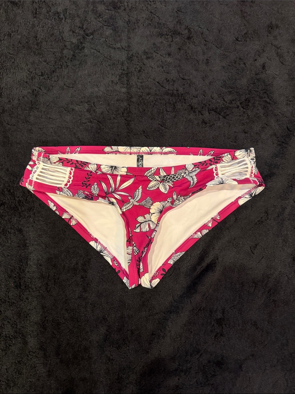 Floral Pink Bikini Bottoms with Side Cutouts